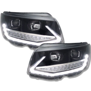 LED Tagfahrlicht-Scheinwerfer VW T6 2015-19 piano-schwarz mit dynamischem Blinker