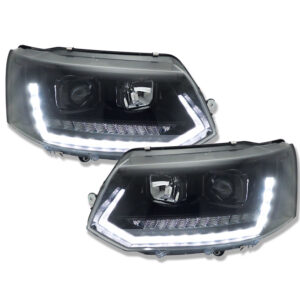 LED Tagfahrlicht-Scheinwerfer VW T5 GP 09-14 piano-schwarz mit dynamischem Blinker