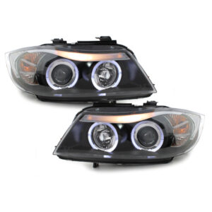 Scheinwerfer mit LED Standlichtringen BMW 3er E90/E91 05-08  schwarz