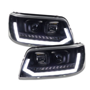 LED Tagfahrlicht-Scheinwerfer VW T5 03-09 mit dynamischem Blinker schwarz