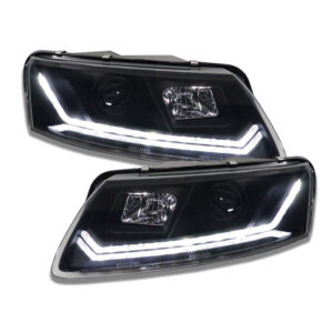 LED Tagfahrlicht-Scheinwerfer Audi A6 4F C6 08-11 schwarz mit dynamischem Blinker für Original-Xenon