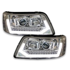 LED Tagfahrlicht-Scheinwerfer VW T5 03-09 mit dynamischem Blinker chrom